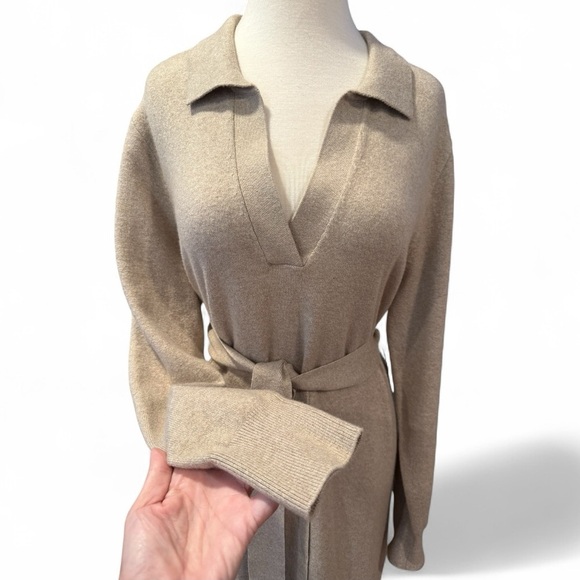 Faherty Jackson Hudson Sweater Midi Dress Oatmeal Heather Beige Size Large NWT - Picture 5 of 12